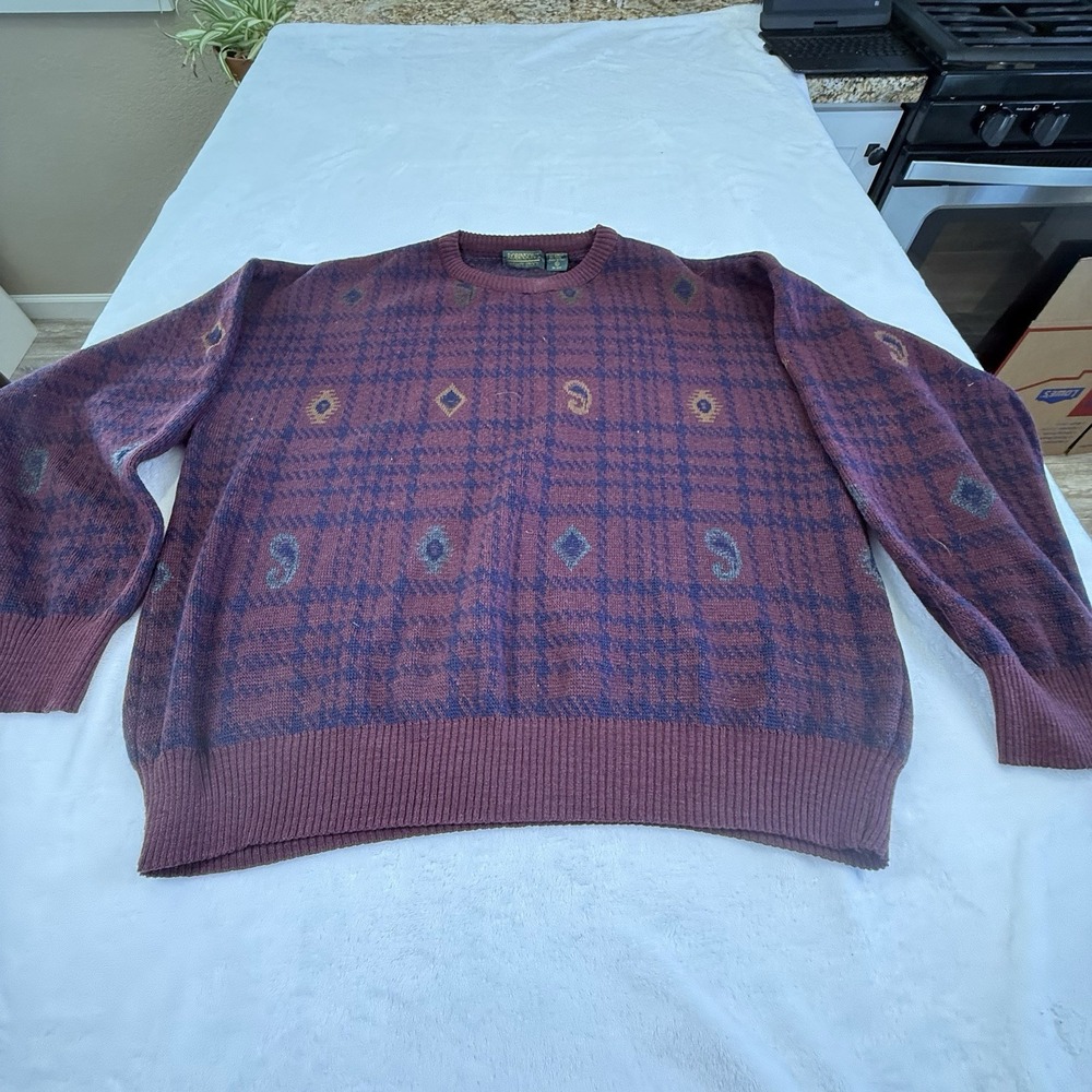 Robinson’s Private Stock Vintage 90s Geometric Wool Blend Sweater Mens XL Italy